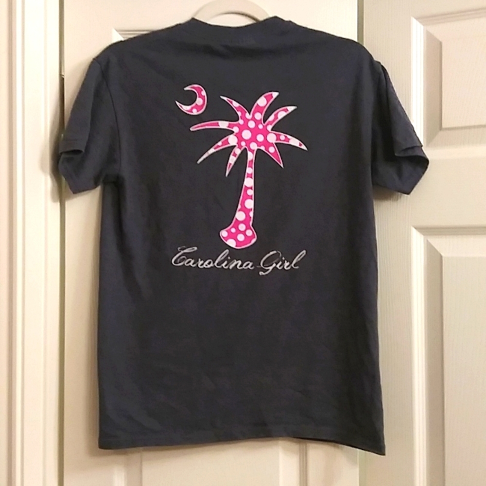 Carolina Girl T-shirt Tee South Carolina Grey Pink White Palmetto State Sz S